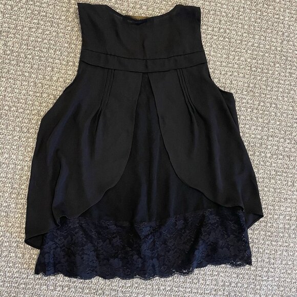 Zara Basic Sleeveless Blouse Womens Small  Black Lace Witchy Whimsigoth S Layer - Picture 3 of 7